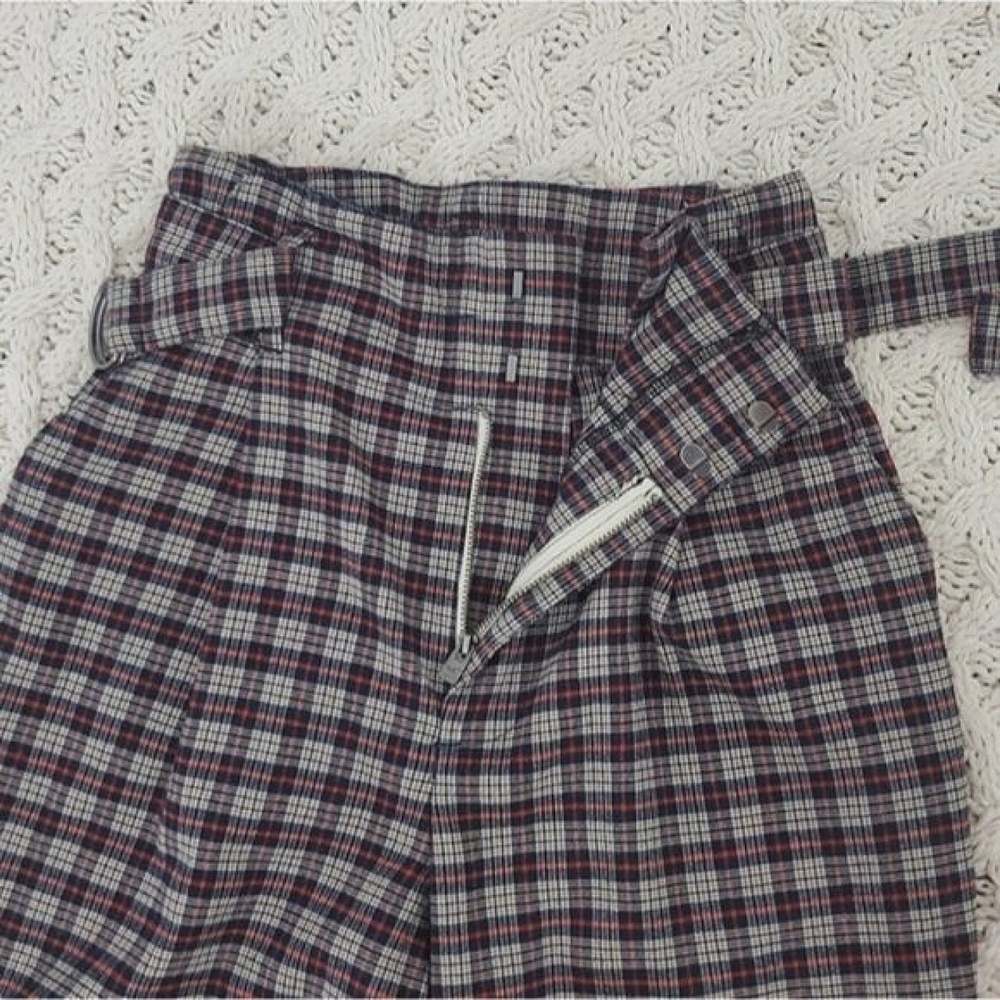 Hollister Ultra High Rise Retro Tapered Plaid Paperbag Trousers- New - Picture 7 of 9